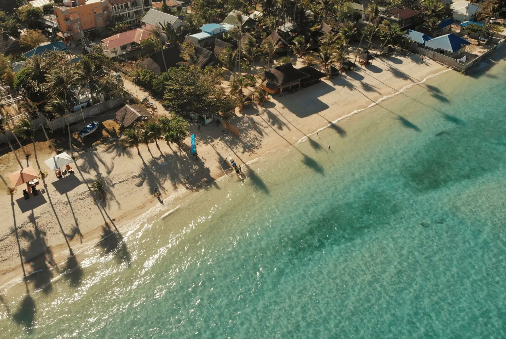 The beachfront at Santa Fe, Bantayan, seen from above.
