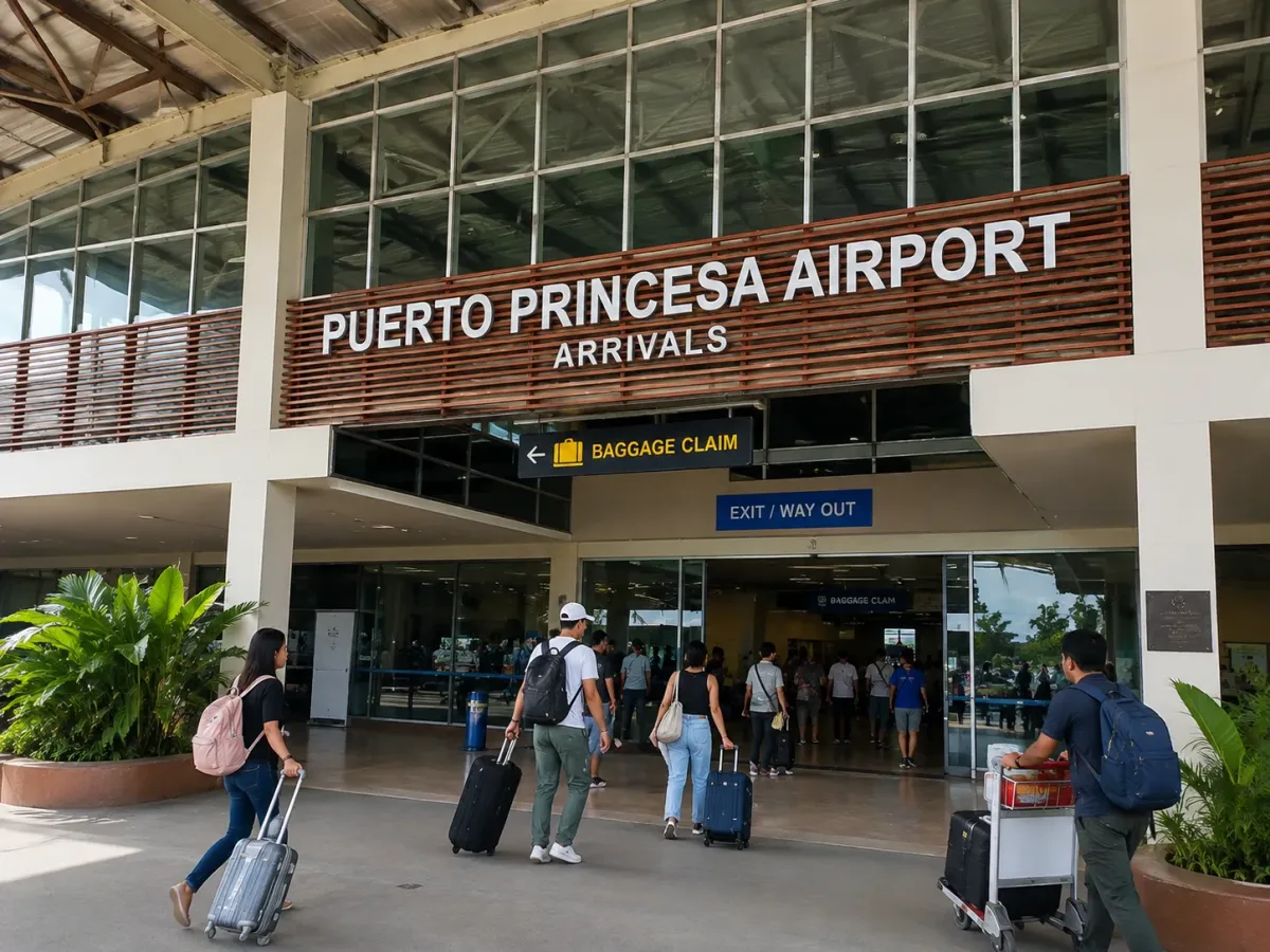 La zone d'arrivée de l'aéroport international de Puerto Princesa.