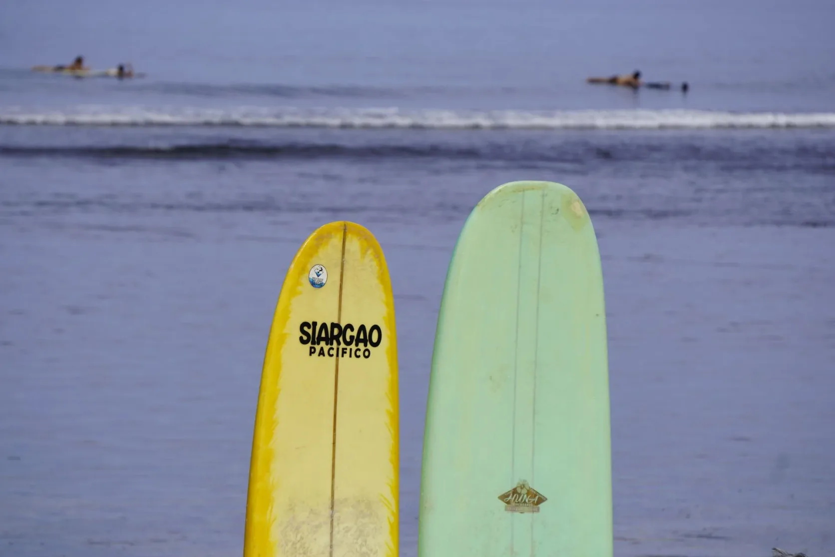 Des planches de surf sur la plage de Siargao.
